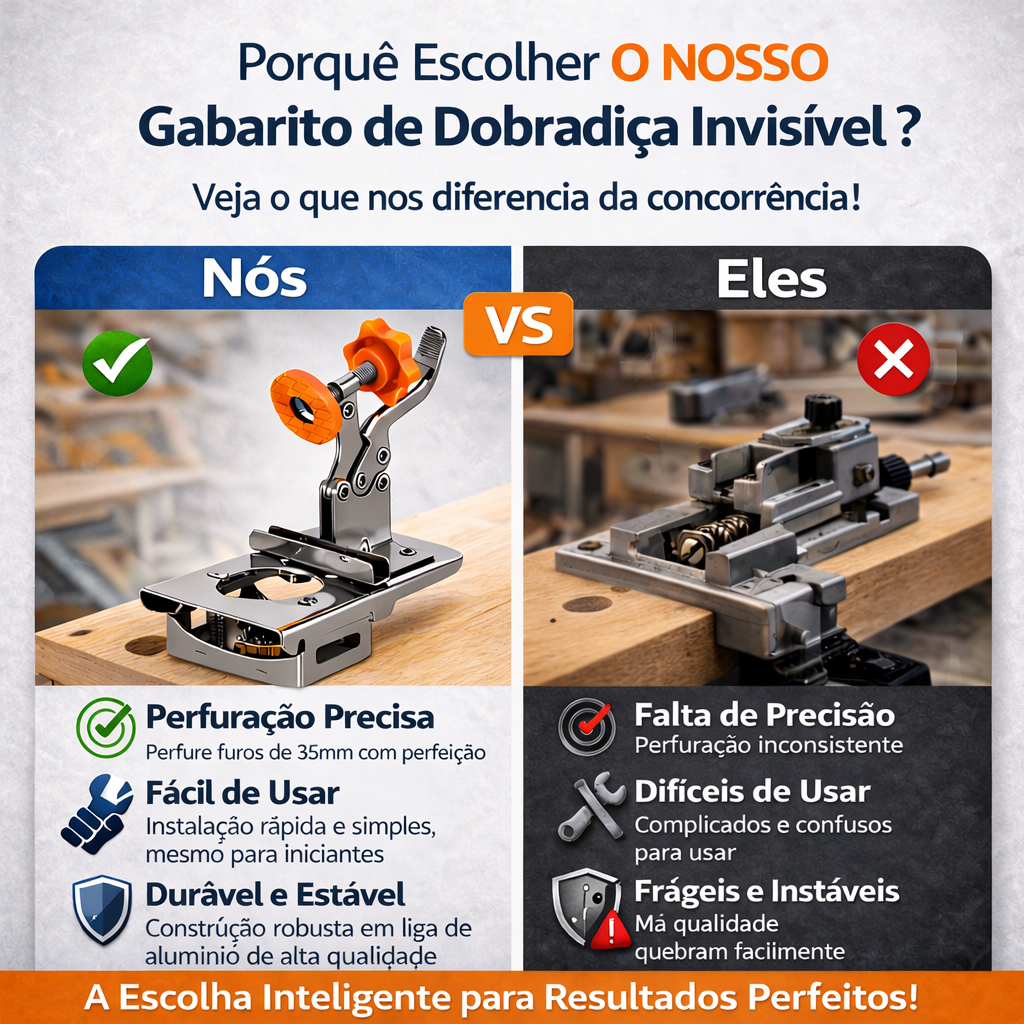 Gabarito para dobradiças invisíveis