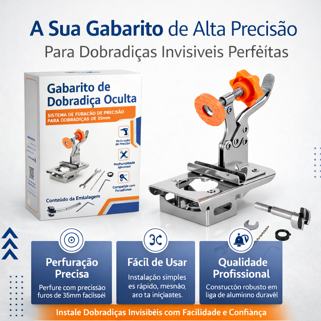 Gabarito para dobradiças invisíveis