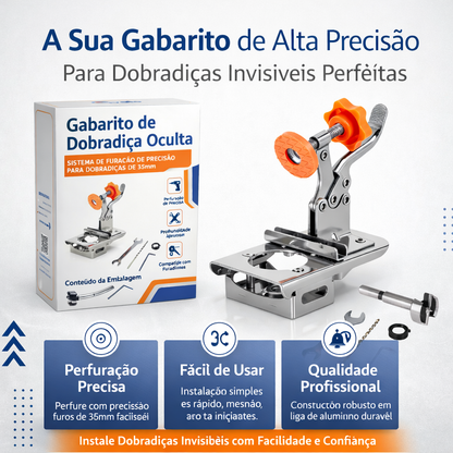 Gabarito para dobradiças invisíveis