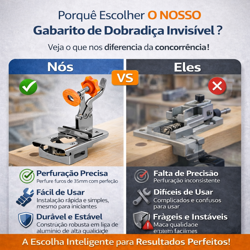 Gabarito para dobradiças invisíveis