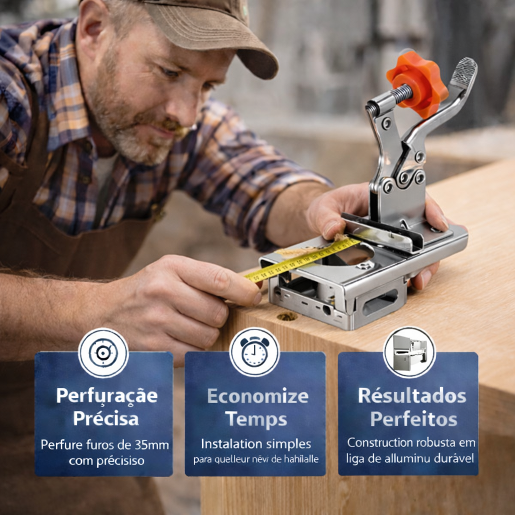 Gabarito para dobradiças invisíveis